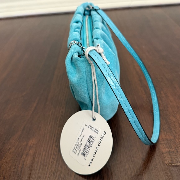NWT STAUD Bean Convertible Suede Shoulder Bag in Crystal Water fall, Turquoise - Picture 9 of 14